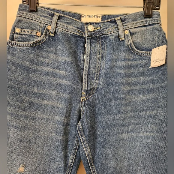 Free People We The Free Women's‎ Maggie Mid-Rise Straight Leg Blue Jeans 27 NWT - Picture 11 of 15